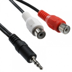 Kabel 3,5 mm stereo plug - 2RCA zásuvka 0,2 m