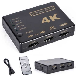 4K HDMI přepínač 5x1, Podporuje 4K2K, 3D video formáty