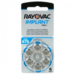 Baterie pro sluchové procesory a implantáty Rayovac Implant Pro + PR44 (675, 675A, 675F, ZA675F) 6ks