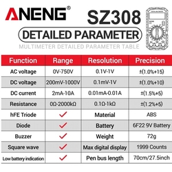 Digitální multimetr ANENG SZ308