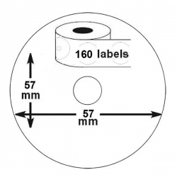 Kompatibilní papírové štítky pro Dymo CD/DVD 14681, 57mm, 160ks, bulk